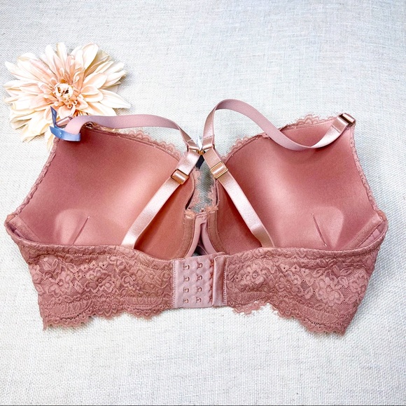 Aerie Pink Lace Push Up Plunge Bra 36DD Nwt - Picture 6 of 8